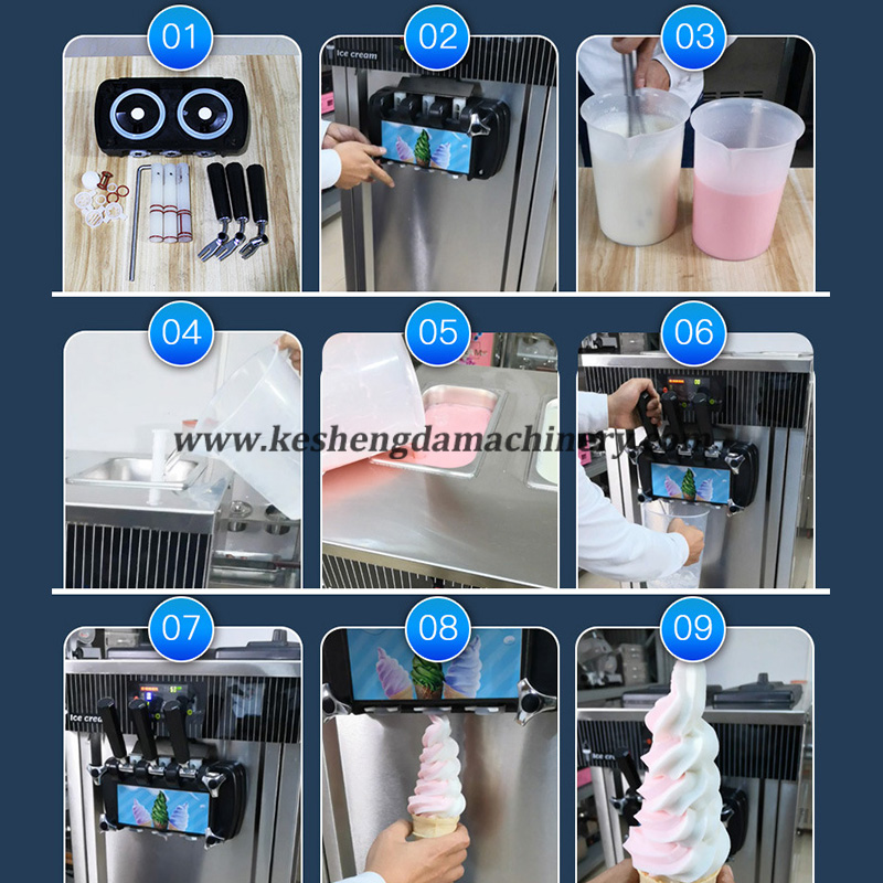 3 Flavor Soft Serve Ice Cream Machine / Ice Cream Maker / Ice Cream Machine / Commercial Soft Serve Multi Ice Cream Making Machine