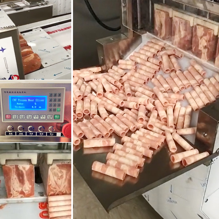 Frozen Meat Slicing Machine / Industrial Frozen Meat Slicer / Fully Automatic CNC Frozen Beef Mutton Roll Slicing Cutting Machine