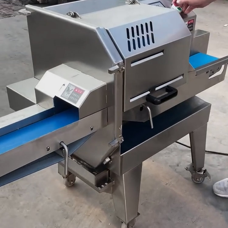 Commercial Stainless Steel Bacon Sausage Cooked Meat Cutter Slicer Pig Ham Slicer Deli Slicing Machine With Conveyor Belt