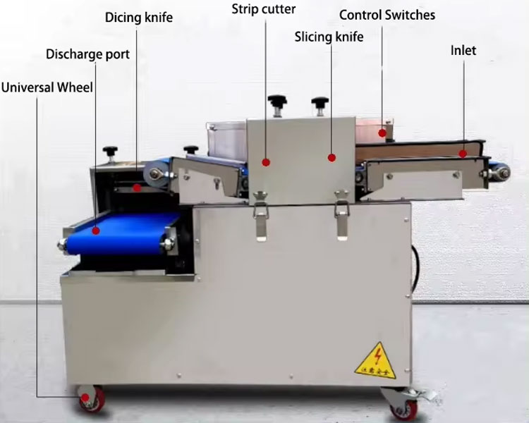 Automatic Fresh Chicken Breast Strip Cube Cutting Dicing Machine Fresh Meat Dicer Dicing Machine