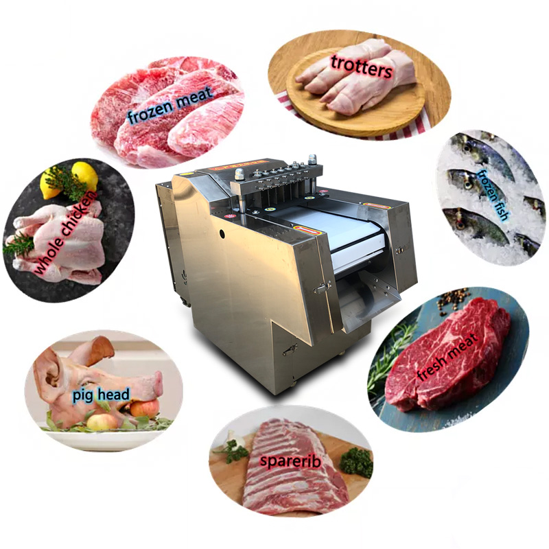 Commercial Multifunctional Poultry Meat Cutting Machine /  Chicken Meat Cutter / Chicken Cube Ribs Fish Cutting Machine