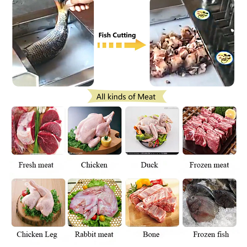 Commercial Multifunctional Poultry Meat Cutting Machine /  Chicken Meat Cutter / Chicken Cube Ribs Fish Cutting Machine